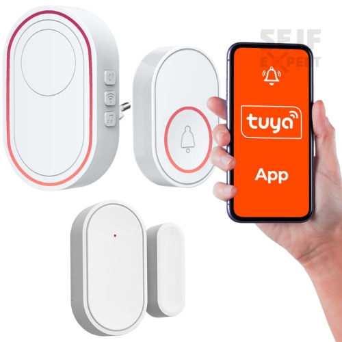 Dzwonek bezprzewodowy Tuya Wi-Fi + Alarm z czujnikiem otwarcia