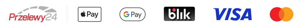 Przelewy24, Apple Pay, Google Pay, BLIK, karty Visa i Mastercard